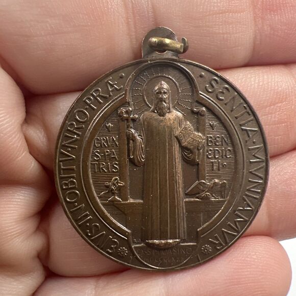 Saint Benedict Jubilee Medal 1880 Large Pendant Wards Against Evil Exorcism - Picture 1 of 8